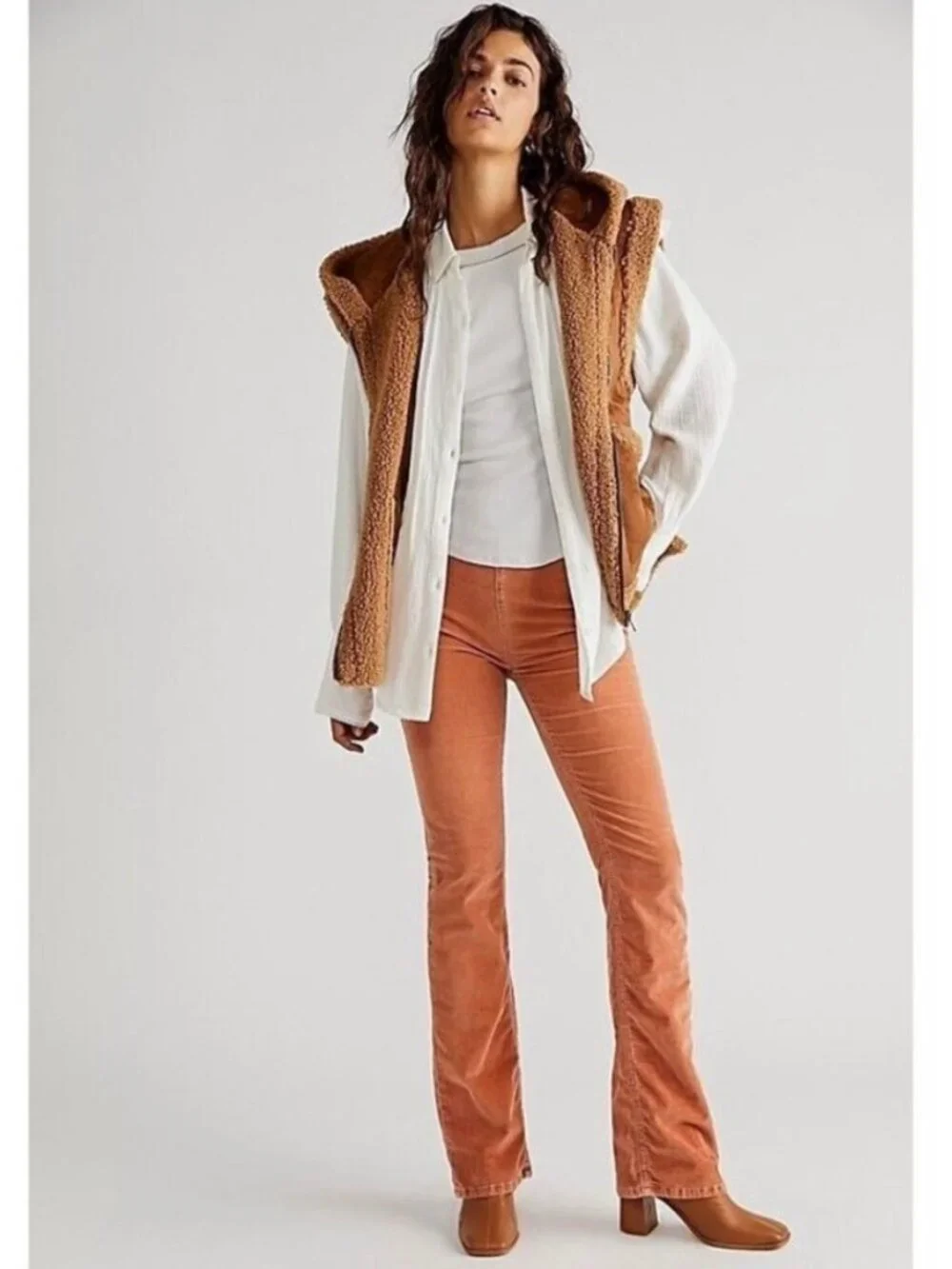 We The Free Pants Size 27 Cognac Brown Corduroy‎ Slim Flare Western Forest Fairy